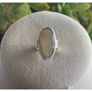 Sterling Silver Stamped 925 15J Faceted Moonstone Large Statement Ring Sz 6.75